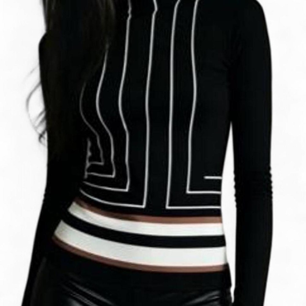 UOOZEE Women's Long Sleeve Skinny Printed Mock Neck T-Shirt Top